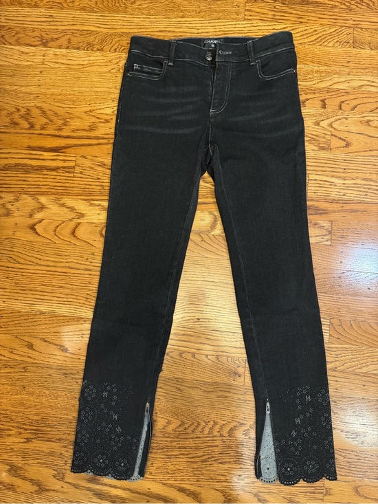 CHANEL Denim - CHANEL Eyelet Hem Zip Ankle Jeans FR 38